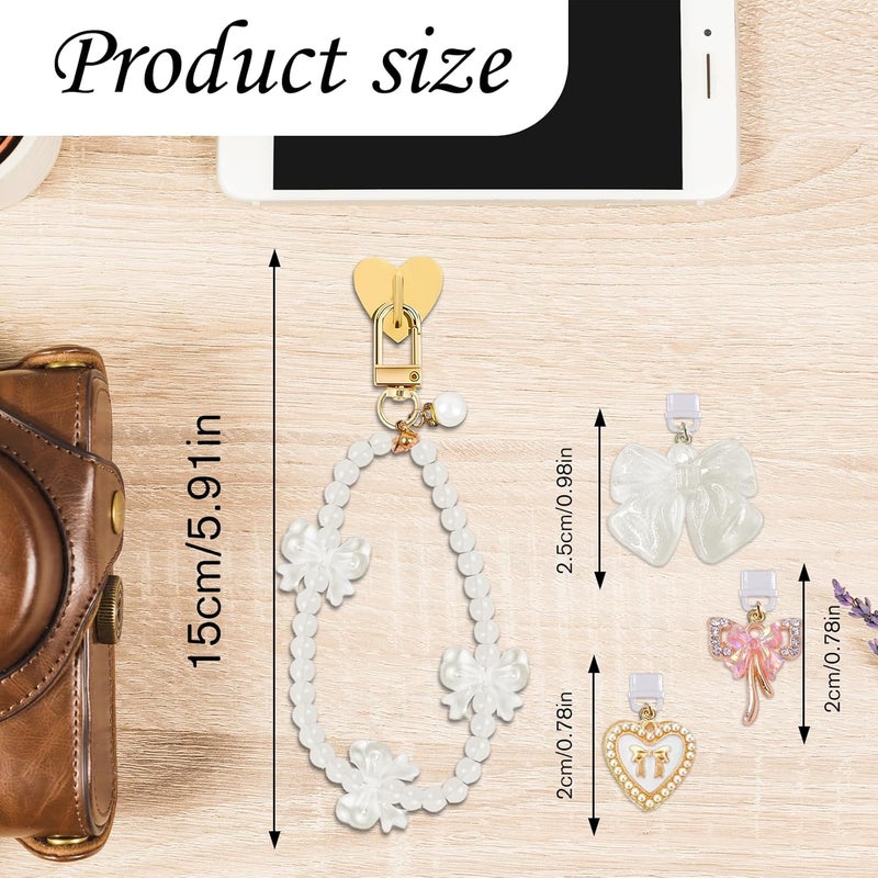 TAKEALOOKO Store Dust Plug Charm Chains for Kindle - 4Pcs Y2K Aesthetic Phone Bracelets with Type-C Dust Plug Kit for Book Lovers Women Men, Charms Compatible with E-Reader Paperwhite - Image 5